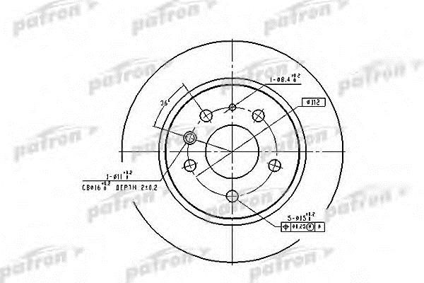 Patron PBD1574 Rear brake disc, non-ventilated PBD1574: Buy near me in Poland at 2407.PL - Good price!