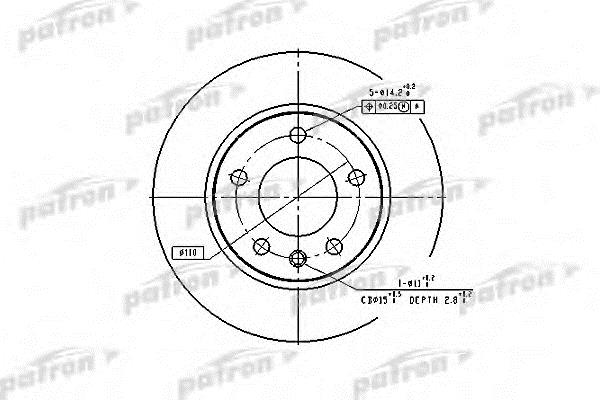 Patron PBD1614 Front brake disc ventilated PBD1614: Buy near me in Poland at 2407.PL - Good price!