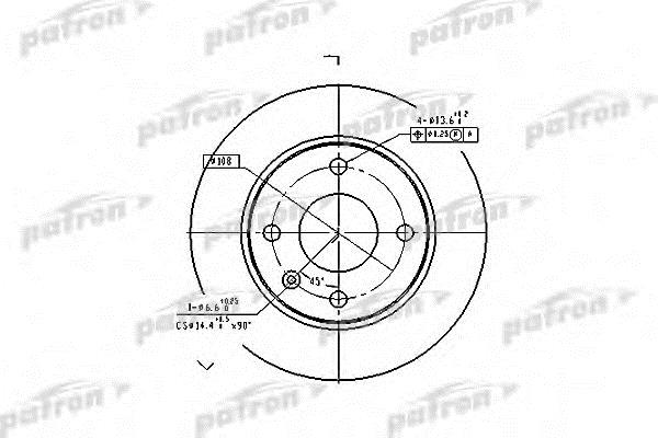 Patron PBD1649 Front brake disc ventilated PBD1649: Buy near me in Poland at 2407.PL - Good price!
