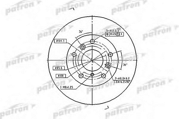 Patron PBD2571 Тормозной диск передний вентилируемый PBD2571: Отличная цена - Купить в Польше на 2407.PL!