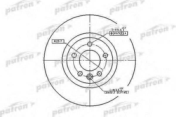 Patron PBD4309 Front brake disc ventilated PBD4309: Buy near me in Poland at 2407.PL - Good price!