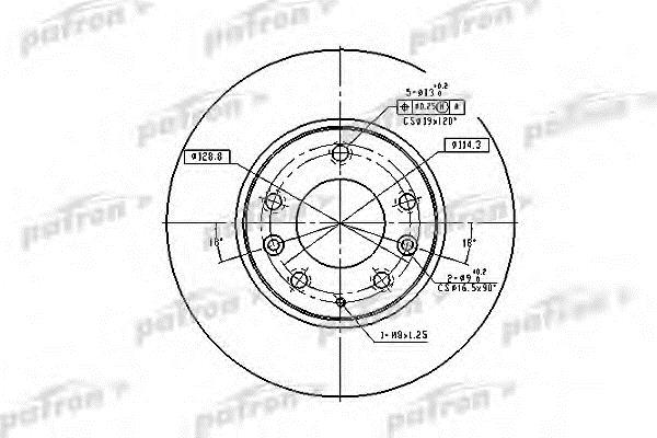 Patron PBD4386 Front brake disc ventilated PBD4386: Buy near me in Poland at 2407.PL - Good price!