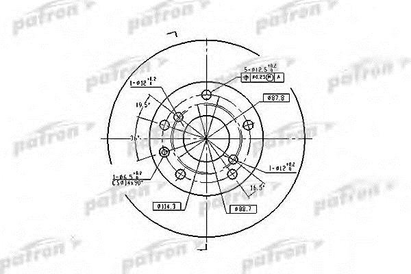 Patron PBD7092 Front brake disc ventilated PBD7092: Buy near me in Poland at 2407.PL - Good price!