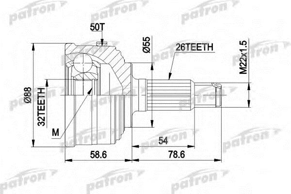 Patron PCV1053 Шарнір рівних кутових швидкостей (ШРКШ) PCV1053: Приваблива ціна - Купити у Польщі на 2407.PL!