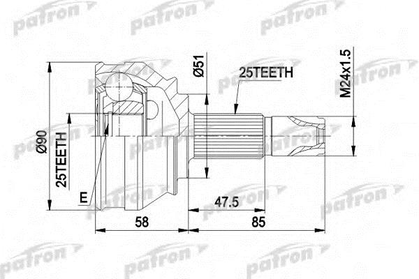 Patron PCV1258 Шарнир равных угловых скоростей (ШРУС) PCV1258: Отличная цена - Купить в Польше на 2407.PL!