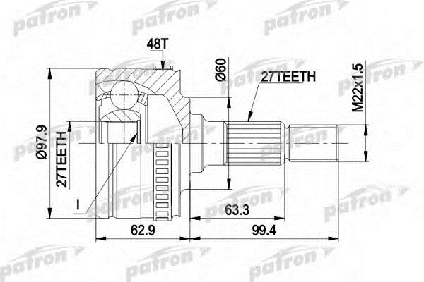 Patron PCV1298 Шарнир равных угловых скоростей (ШРУС) PCV1298: Отличная цена - Купить в Польше на 2407.PL!