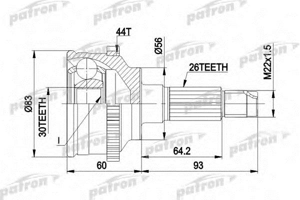 Patron PCV1304A CV joint PCV1304A: Buy near me in Poland at 2407.PL - Good price!