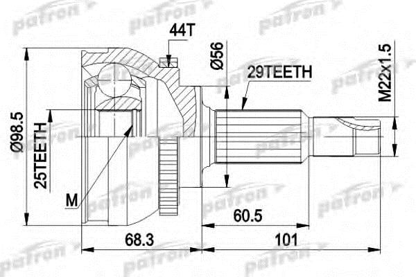 Patron PCV1600 Шарнир равных угловых скоростей (ШРУС) PCV1600: Отличная цена - Купить в Польше на 2407.PL!