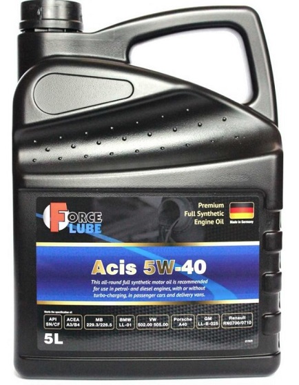 Force lube 162200505 Engine oil Force lube Acis 5W-40, 5L 162200505: Buy near me in Poland at 2407.PL - Good price!