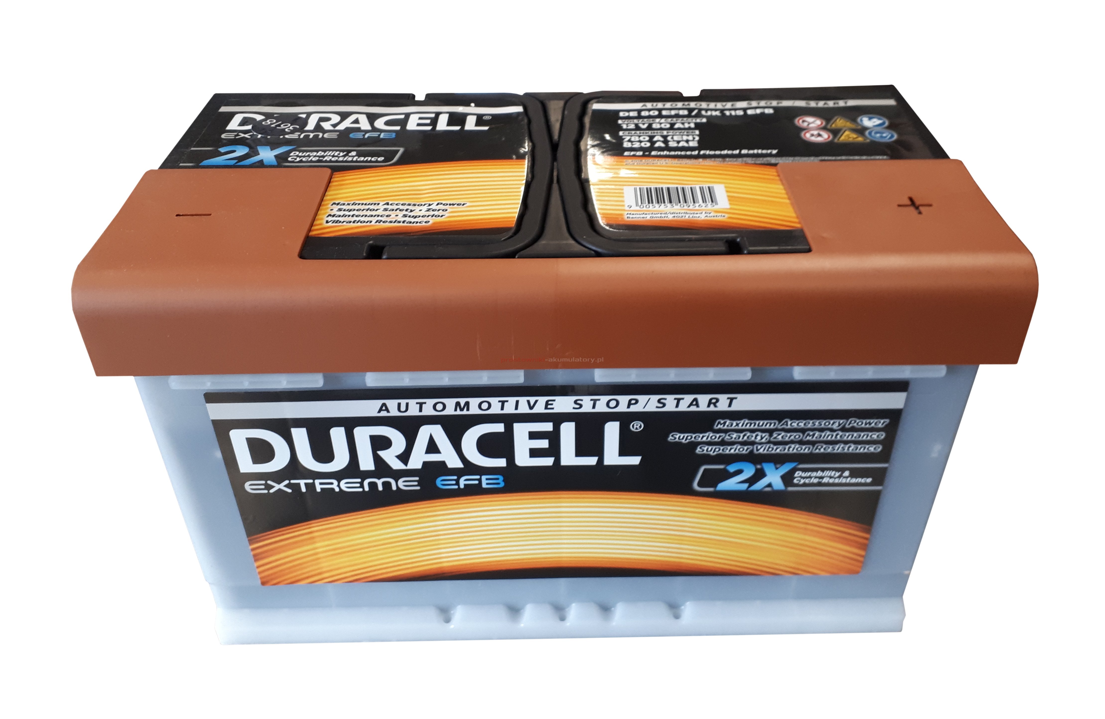 Duracell DE 80 EFB Аккумулятор Duracell Extreme EFB 12В 80Ач 780А(EN) R+ DE80EFB: Купить в Польше - Отличная цена на 2407.PL!