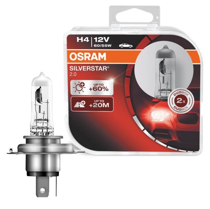 Osram 64193SV2-HCB Halogen lamp Osram Silverstar +60% 12V H4 60/55W +60% 64193SV2HCB: Buy near me in Poland at 2407.PL - Good price!