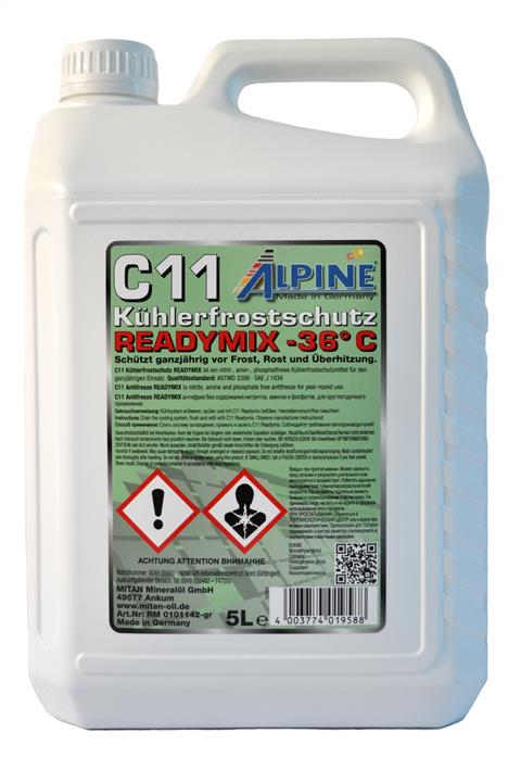 AlpineOil RM0101142-G Антифриз C11 Kühlerfrostschutz ready-mix -36°C, 5 л RM0101142G: Приваблива ціна - Купити у Польщі на 2407.PL!
