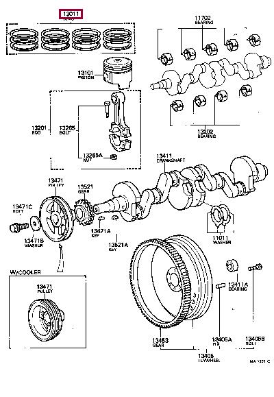 Toyota 13011-27020 Кільця поршневі 1301127020: Приваблива ціна - Купити у Польщі на 2407.PL!