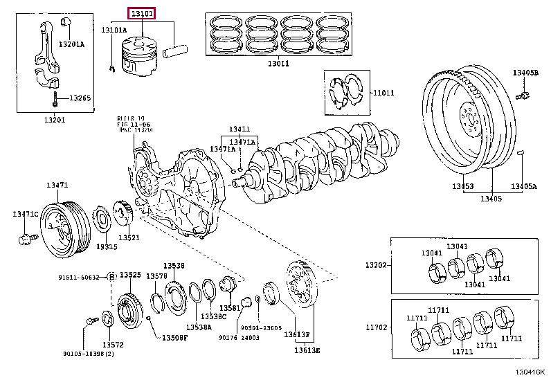 Toyota 13101-30081-02 Поршень с кольцами, комплект 131013008102: Купить в Польше - Отличная цена на 2407.PL!