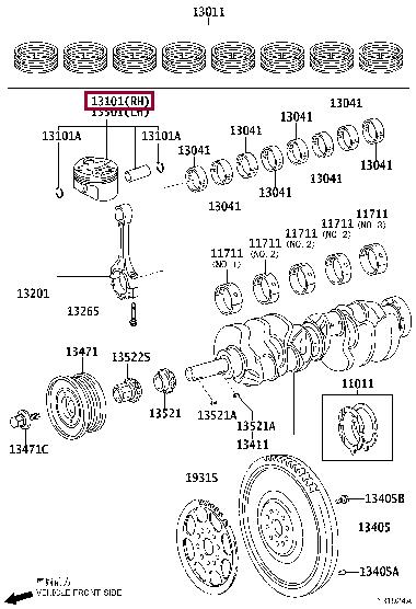 Toyota 13101-38121 Поршень з кільцями, комплект 1310138121: Приваблива ціна - Купити у Польщі на 2407.PL!