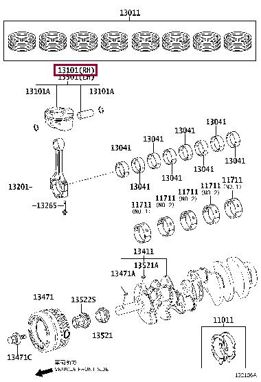 Toyota 13101-38150 Поршень с кольцами, комплект 1310138150: Отличная цена - Купить в Польше на 2407.PL!