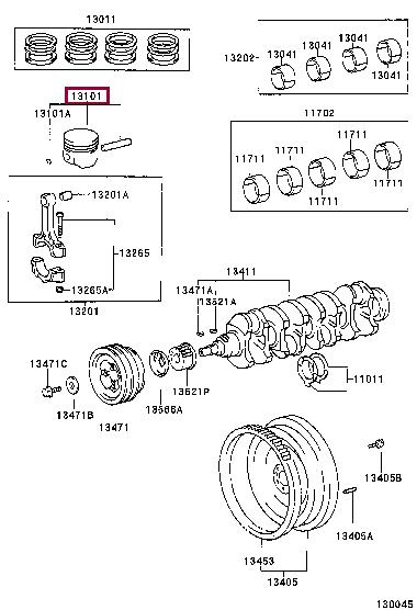 Toyota 13101-64210-02 Piston set 131016421002: Buy near me in Poland at 2407.PL - Good price!