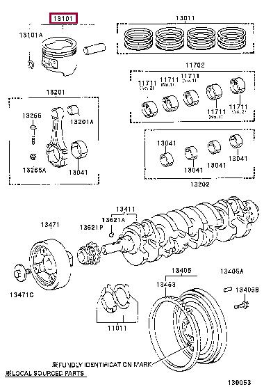 Toyota 13101-76060 Поршень з кільцями, комплект 1310176060: Приваблива ціна - Купити у Польщі на 2407.PL!