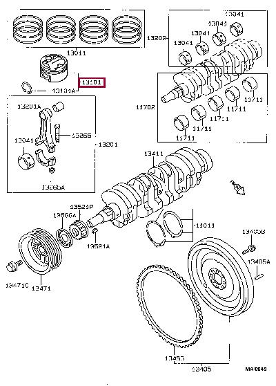 Toyota 13103-16220 Поршень с кольцами, комплект 1310316220: Отличная цена - Купить в Польше на 2407.PL!