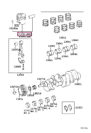 Toyota 13103-50081 Поршень с кольцами, комплект 1310350081: Отличная цена - Купить в Польше на 2407.PL!