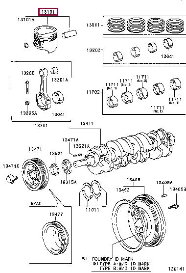 Toyota 13103-75071 Поршень з кільцями, комплект 1310375071: Приваблива ціна - Купити у Польщі на 2407.PL!