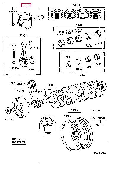 Toyota 13103-76050 Поршень с кольцами, комплект 1310376050: Отличная цена - Купить в Польше на 2407.PL!