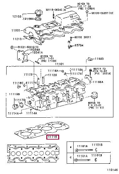 Toyota 11115-64141-01 Прокладка ГБЦ 111156414101: Приваблива ціна - Купити у Польщі на 2407.PL!