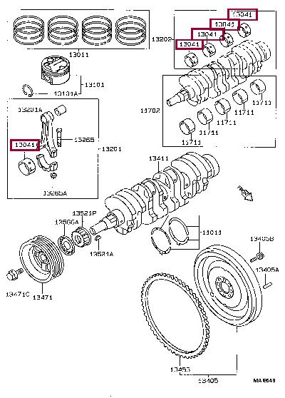 Toyota 13041-16110-01 Panewki korbowodowe 130411611001: Dobra cena w Polsce na 2407.PL - Kup Teraz!