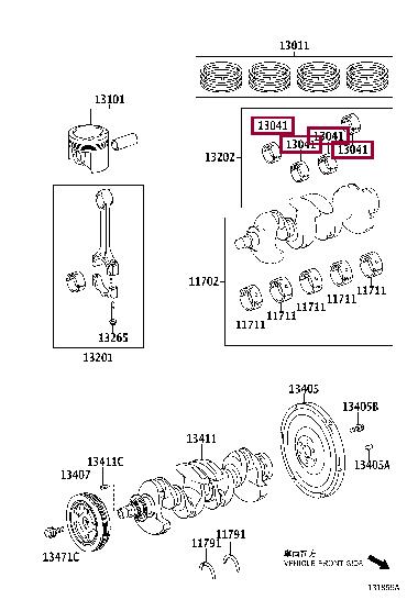 Toyota 13041-21033-02 Вкладиші шатунові 130412103302: Приваблива ціна - Купити у Польщі на 2407.PL!