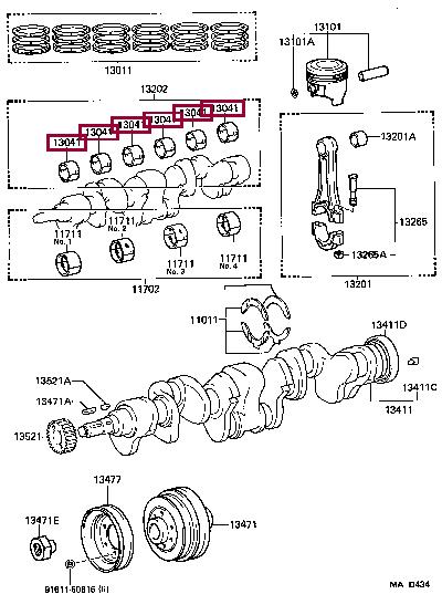 Toyota 13041-35020-C0 Panewki korbowodowe 1304135020C0: Dobra cena w Polsce na 2407.PL - Kup Teraz!