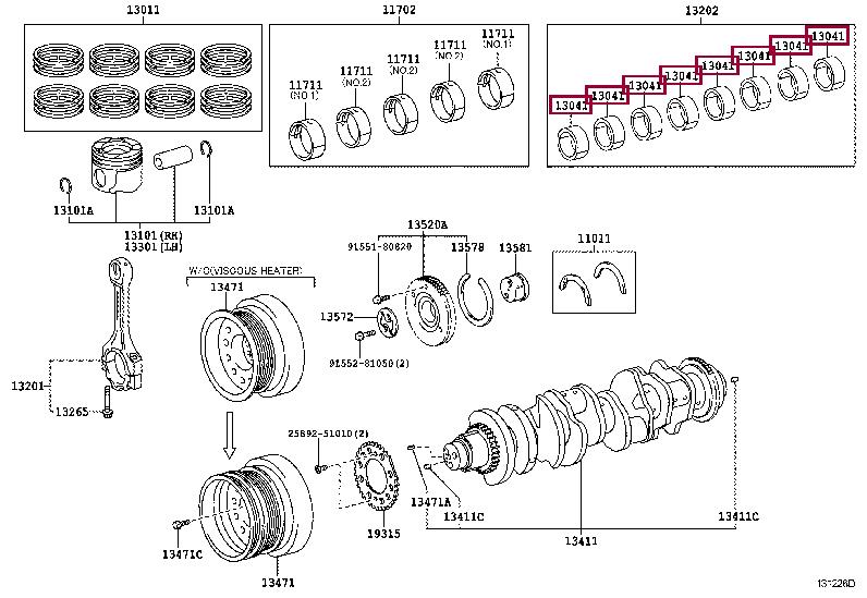 Toyota 13041-51020-02 Вкладыши шатунные 130415102002: Отличная цена - Купить в Польше на 2407.PL!