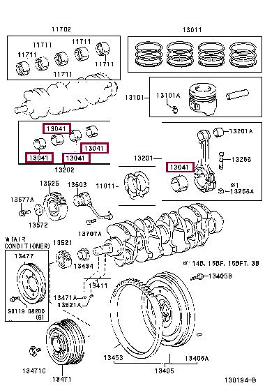 Toyota 13041-58032-01 Panewki korbowodowe 130415803201: Dobra cena w Polsce na 2407.PL - Kup Teraz!