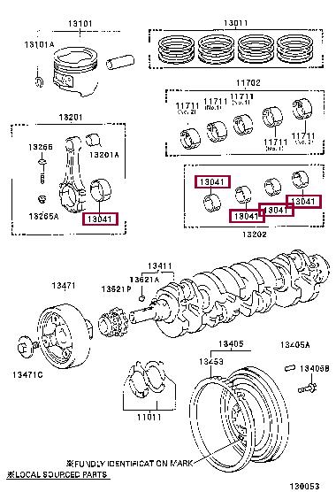 Toyota 13041-75010-01 Вкладиші шатунові 130417501001: Приваблива ціна - Купити у Польщі на 2407.PL!