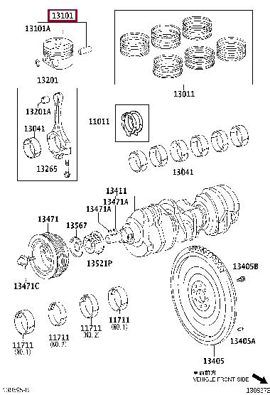 Toyota 13101-0A040 Поршень з кільцями, комплект 131010A040: Приваблива ціна - Купити у Польщі на 2407.PL!