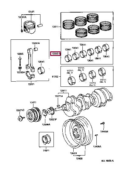 Toyota 13204-62030 Bearing set, connecting rod 1320462030: Dobra cena w Polsce na 2407.PL - Kup Teraz!