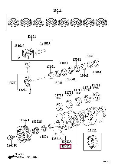 1340138010 Toyota Wał korbowy