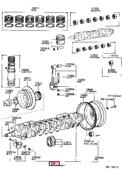1340177010 Toyota Wał korbowy