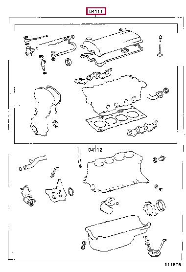 Toyota 04111-11160 Full Gasket Set, engine 0411111160: Buy near me in Poland at 2407.PL - Good price!