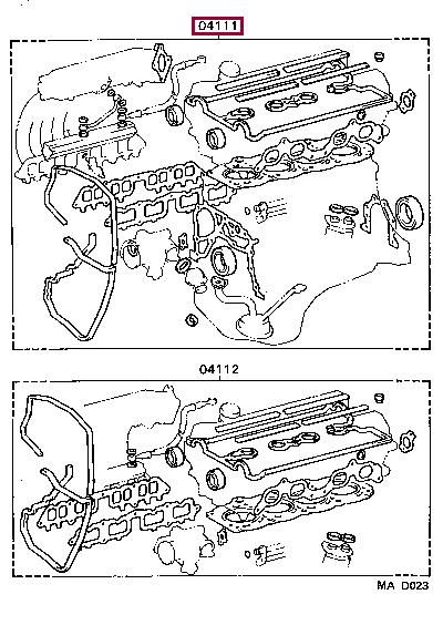 

kompletny zestaw uszczelek, silnik 0411174390 Toyota