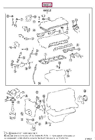 Toyota 04111-75221 Full Gasket Set, engine 0411175221: Buy near me in Poland at 2407.PL - Good price!