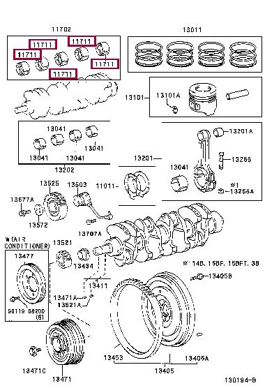 Toyota 11701-56022-01 Вкладыши 117015602201: Отличная цена - Купить в Польше на 2407.PL!