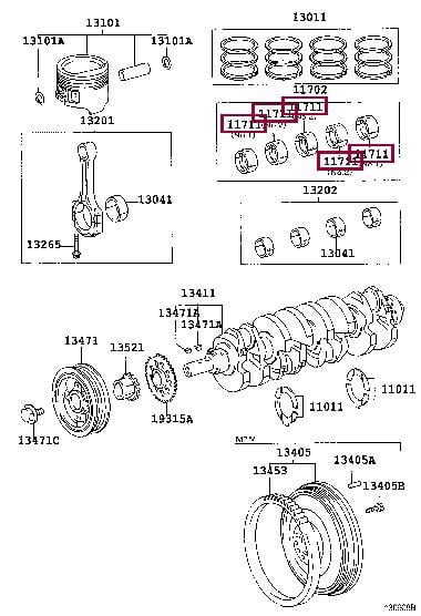 Toyota 11701-75033-03 Big-end bearing ki 117017503303: Buy near me in Poland at 2407.PL - Good price!