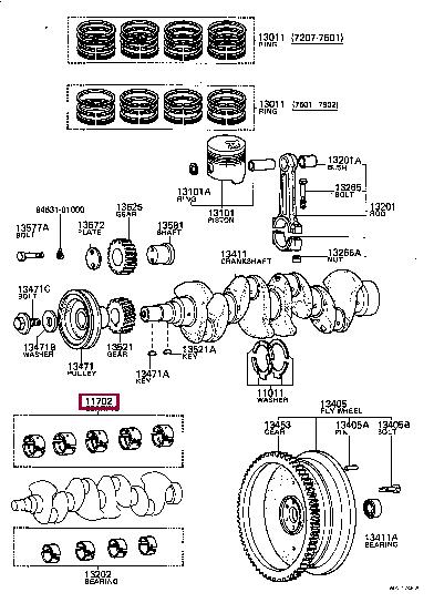 1170448012 Toyota Вкладыши вала коленчатого