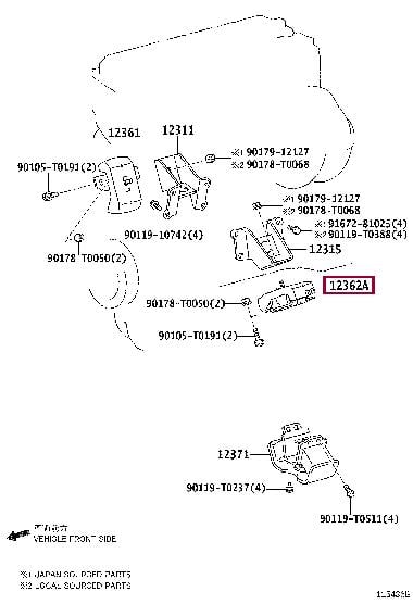 Toyota 12306-75040 Poduszka silnika 1230675040: Dobra cena w Polsce na 2407.PL - Kup Teraz!