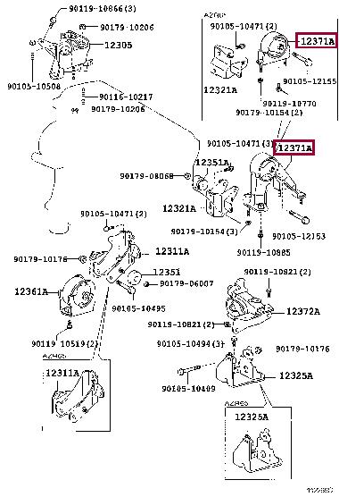 Toyota 12371-28090 Подушка двигателя 1237128090: Отличная цена - Купить в Польше на 2407.PL!