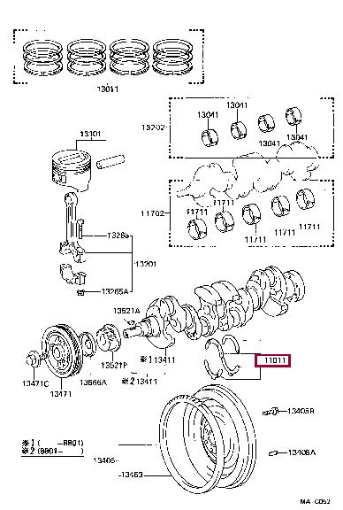 Toyota 11011-10010 GUIDE,CRANKSHAFT BEARING, set 1101110010: Buy near me at 2407.PL in Poland at an Affordable price!