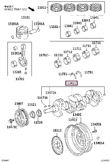 Toyota 13401-33020 Вал колінчастий 1340133020: Приваблива ціна - Купити у Польщі на 2407.PL!