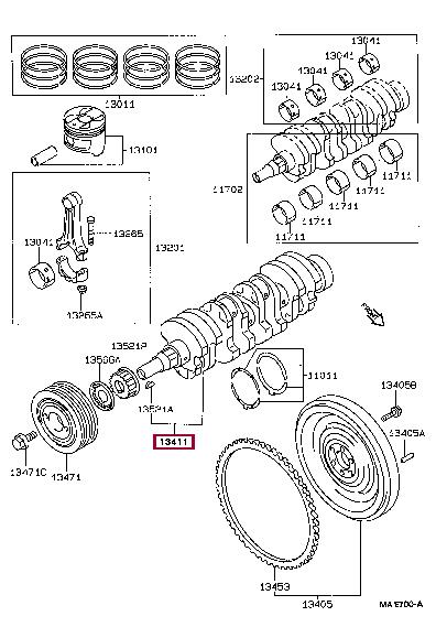 1341116903 Toyota Wał korbowy