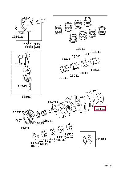 Toyota 13411-50050 Вал колінчастий 1341150050: Приваблива ціна - Купити у Польщі на 2407.PL!