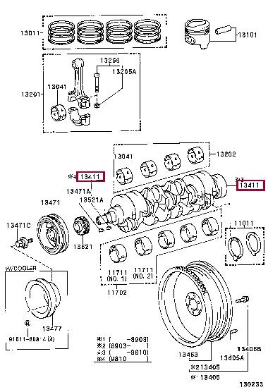 Toyota 13411-73900 Вал колінчастий 1341173900: Приваблива ціна - Купити у Польщі на 2407.PL!